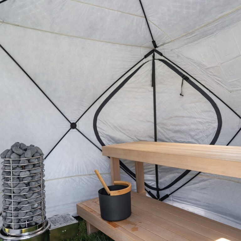 SaunaTrekker interior roof structure and Titan SL1 Gas Sauna Heater
