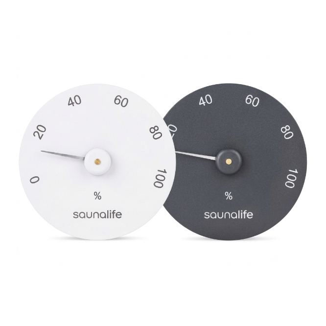 Premium sauna hygrometer in black or white